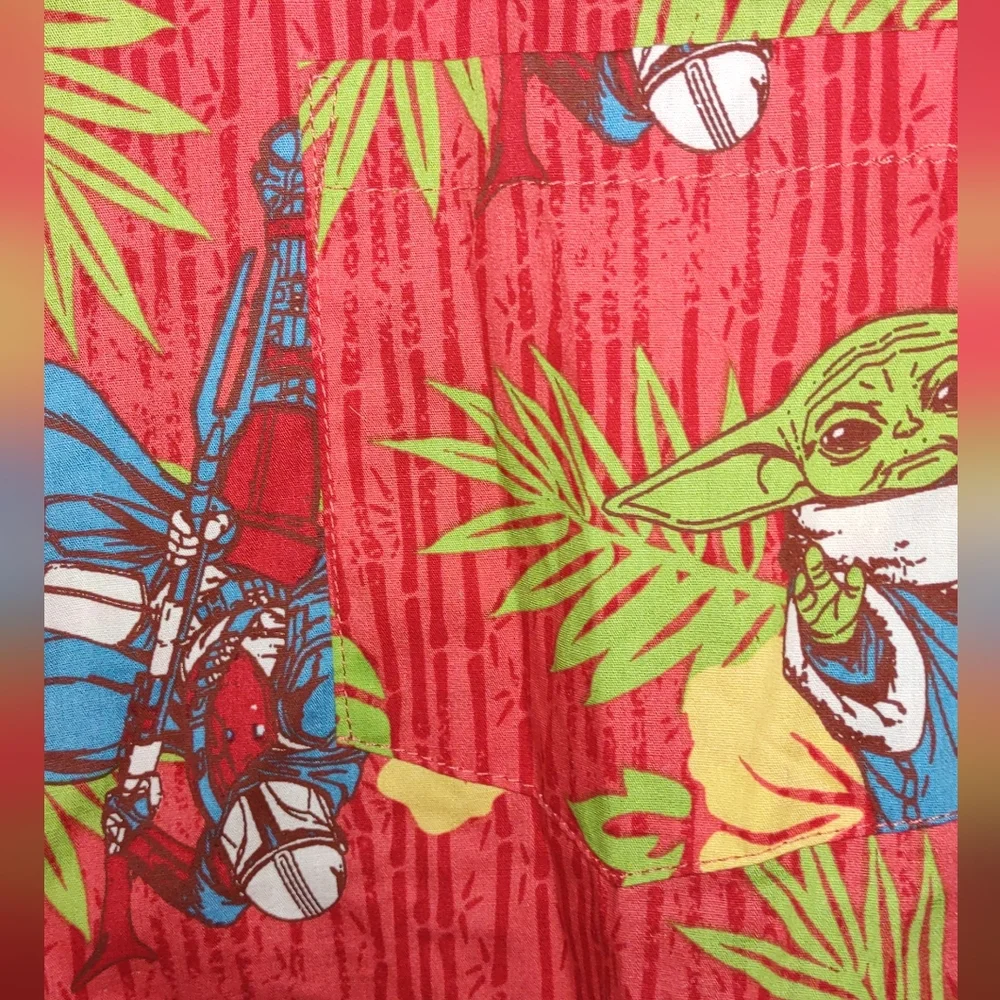 Star Wars Lucas Films Guys Fun Yoda Shirt Sz XL Red Short Sleeve Cotton